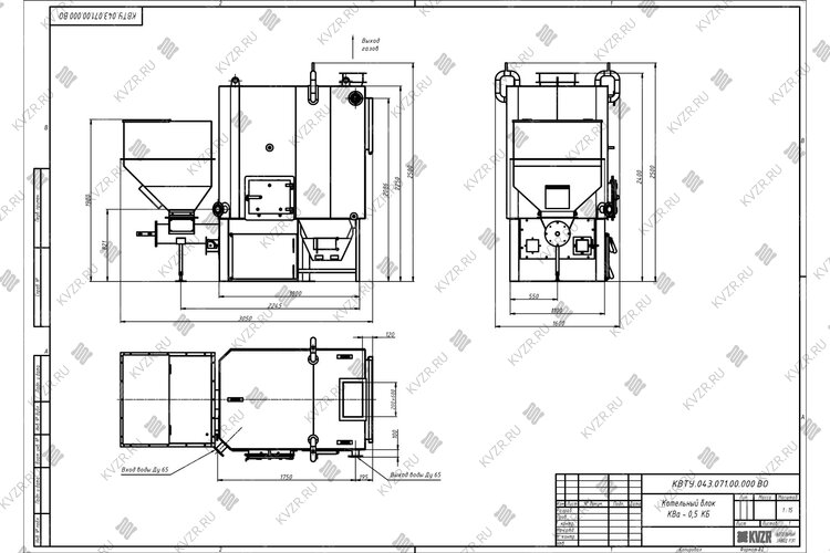 Чертеж автоматического угольного котла 500 кВт