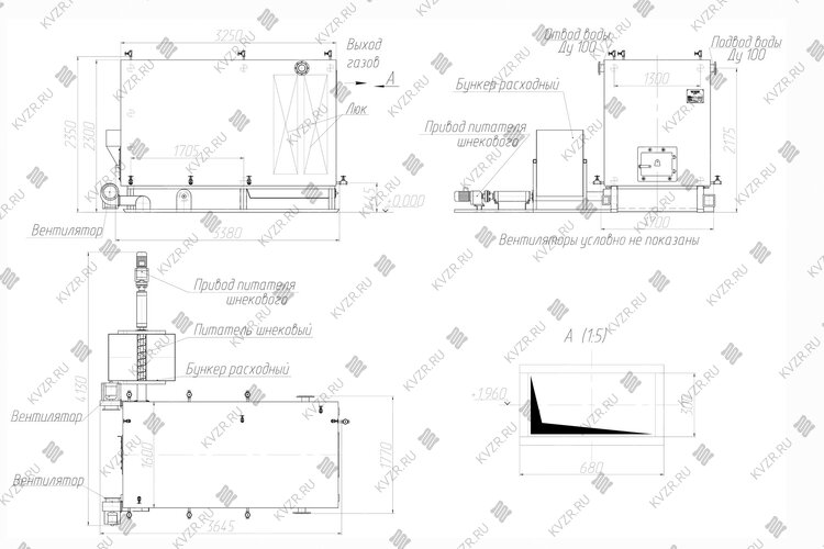 Котел на пеллетах 1280 кВт чертеж