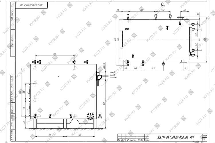 Котел 0.6 МВт на угле дровах с водяными колосниками чертеж